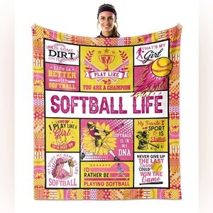 Softball Blanket for Girls 60x50” - NIB